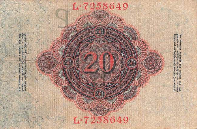20 Mark 1914 ro.47b P/L